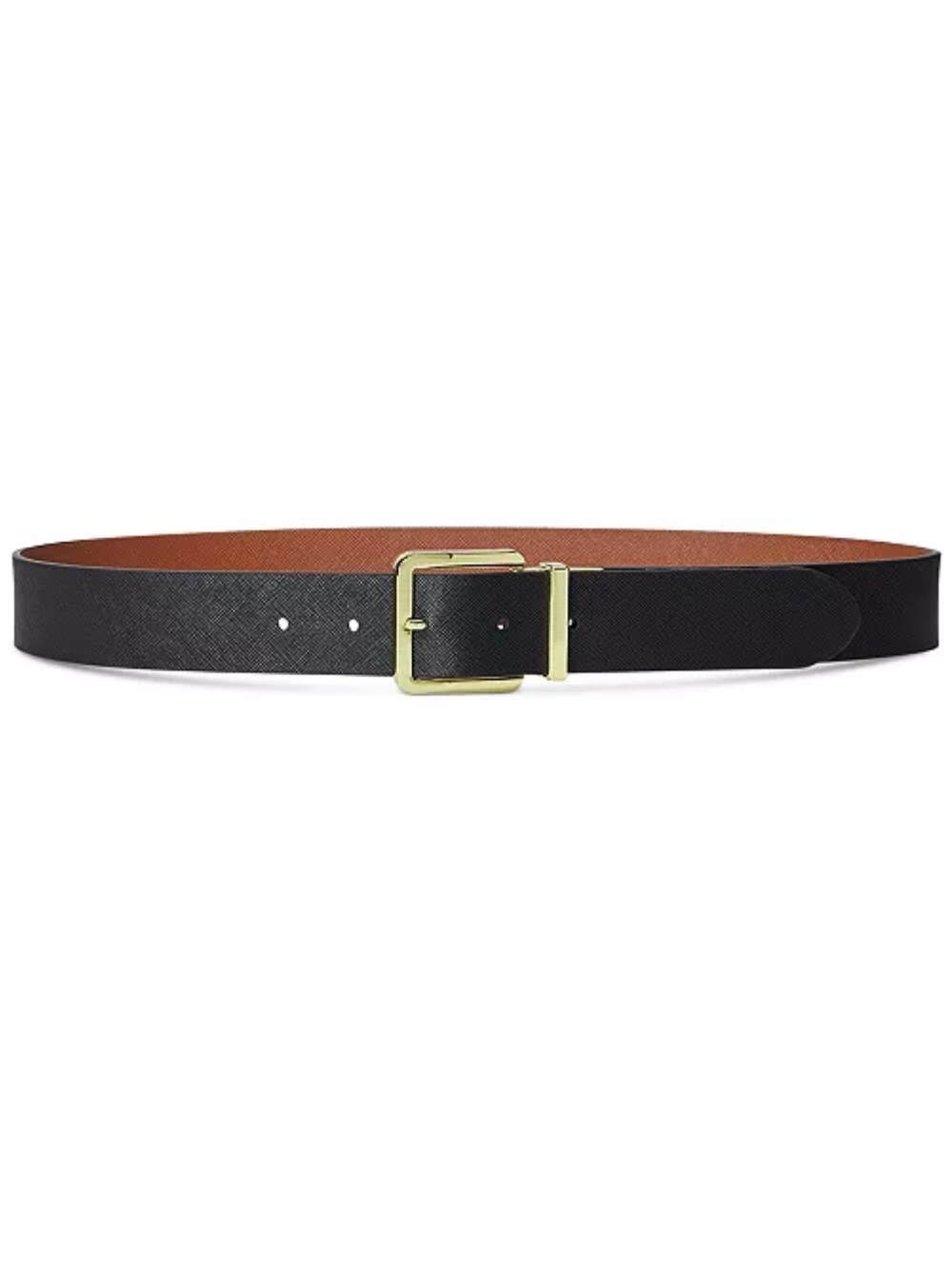 Ralph Lauren Black Leather Belt with Gold Buckle
